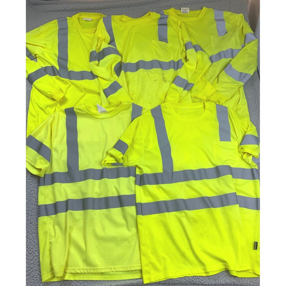 OccuNomix Safety Shirt Mens XL Yellow High Visibility Reflective Lot of 5